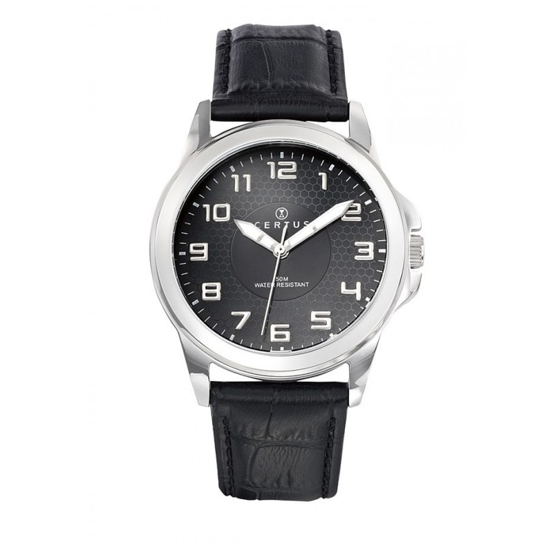 Montre Homme Certus en Acier et Bracelet en Cuir Noir