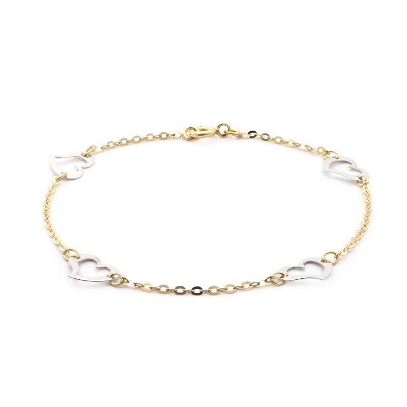 Bracelet Femme Carador en Or 750/000 Bicolore motifs coeurs