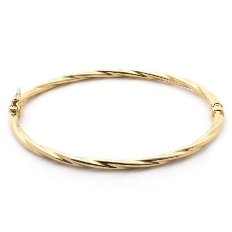 Bracelet jonc torsade carador en or jaune 750/000