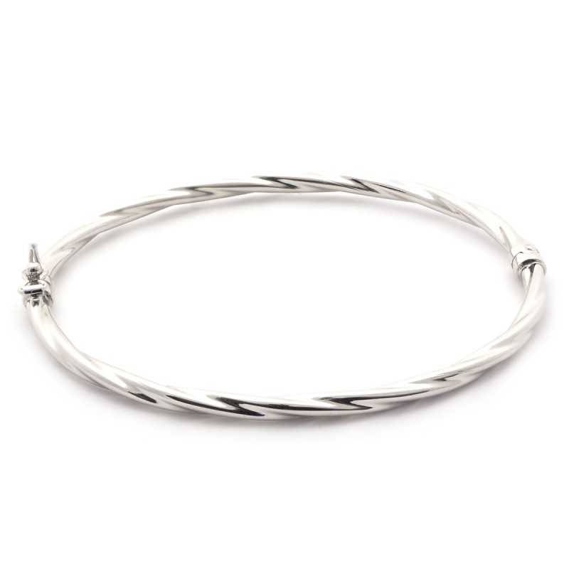 Bracelet jonc torsade carador en or blanc 750/000