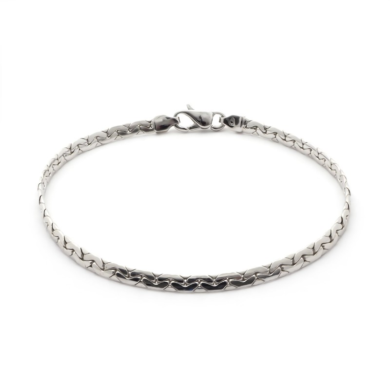 Bracelet Carador or blanc 750/000 maille haricot