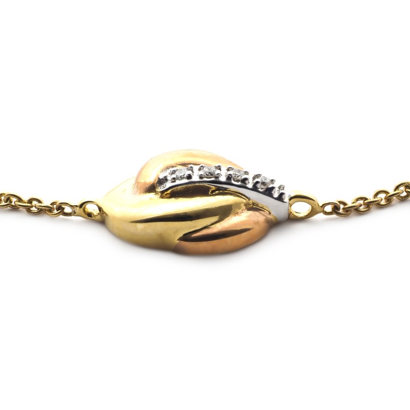 Bracelet Femme Carador fantaisie diamants 0,02 cts et or jaune, rose et blanc 750/000