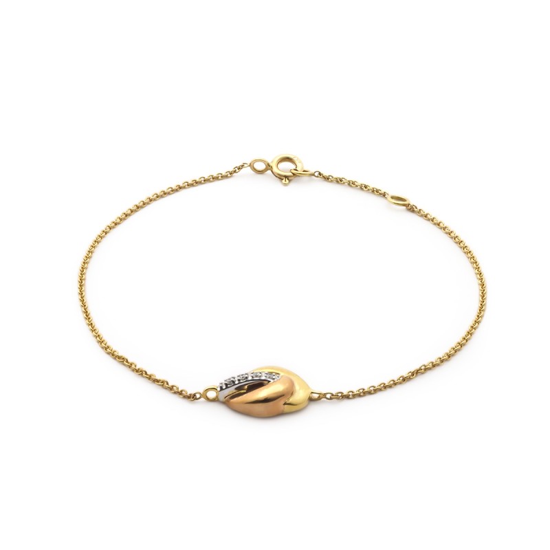 Bracelet Femme Carador fantaisie diamants 0,02 cts et or jaune, rose et blanc 750/000