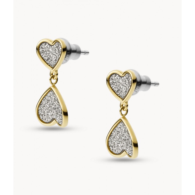 Boucles d'Oreilles Femme Fossil Collection Sutton Classic Valentine en Acier inoxydable Dorées