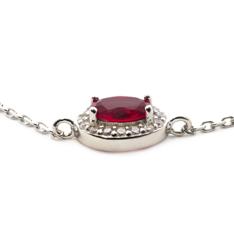 Bracelet Femme Carador style Joaillerie argent 925/000, oxydes de zirconium et verre rouge