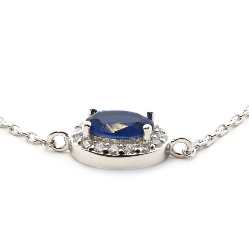 Bracelet Femme Carador style Joaillerie argent 925/000, oxydes de zirconium et verre bleu
