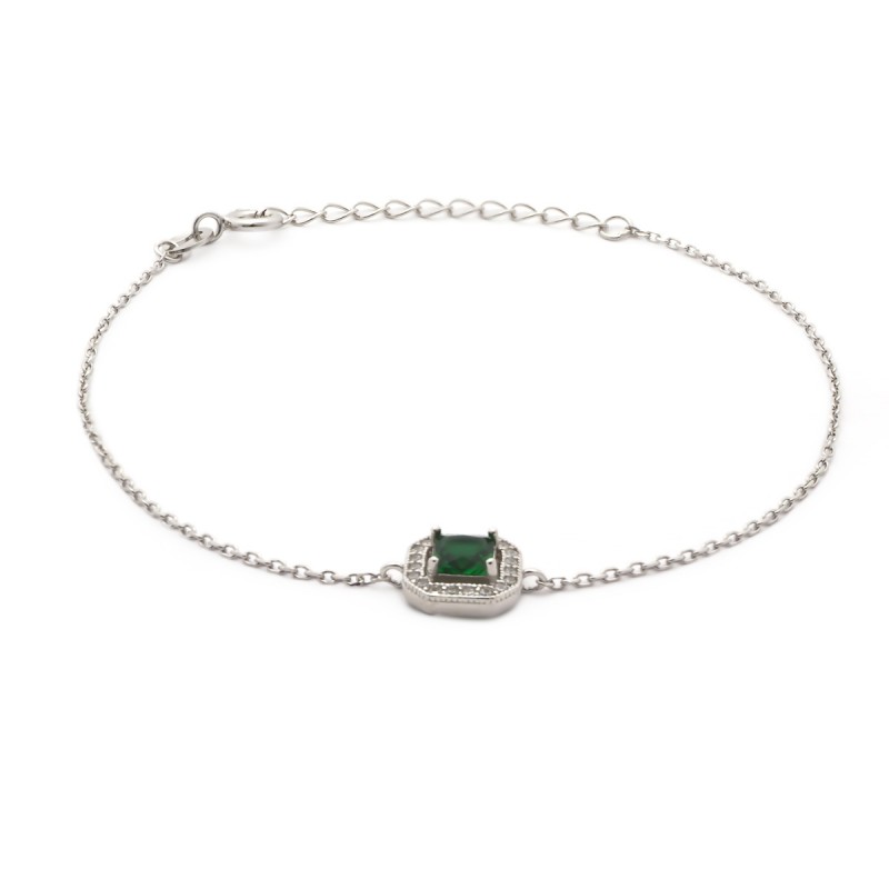 Bracelet Femme Carador baroque argent 925/000, oxydes de zirconium et verre vert