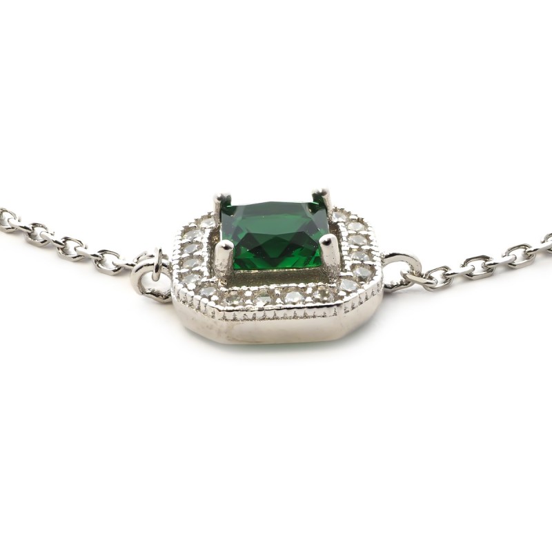 Bracelet Femme Carador baroque argent 925/000, oxydes de zirconium et verre vert