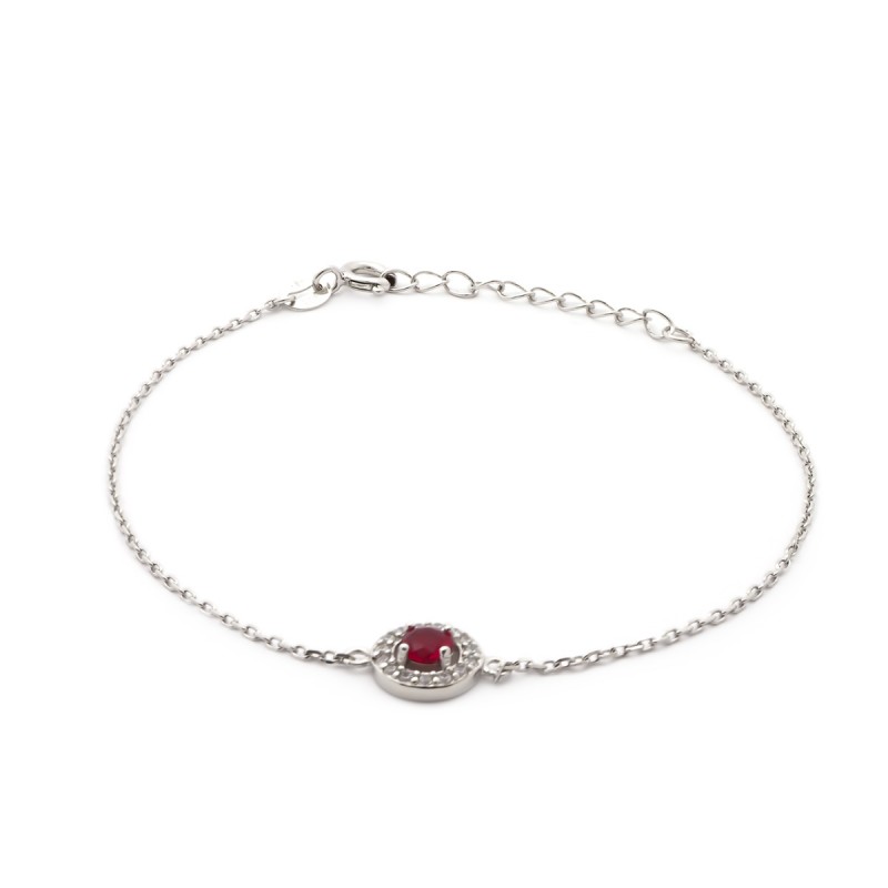 Bracelet Carador Etincelle Argent 925/000e, oxydes de zirconium et verre rouge