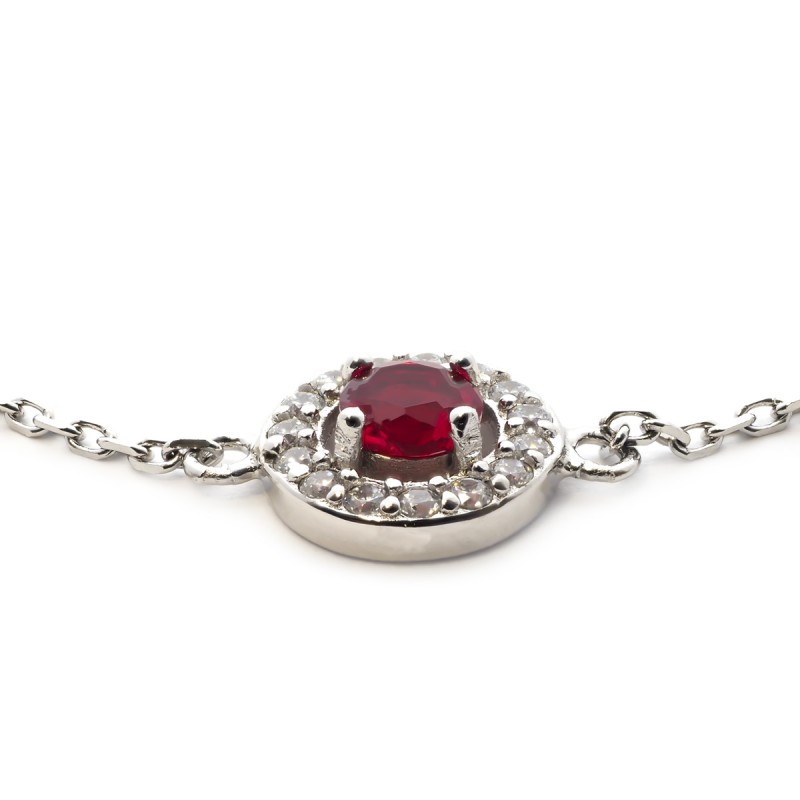 Bracelet Carador Etincelle Argent 925/000e, oxydes de zirconium et verre rouge