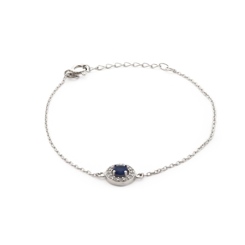 Bracelet Carador Etincelle Argent 925/000e, oxydes de zirconium et verre bleue
