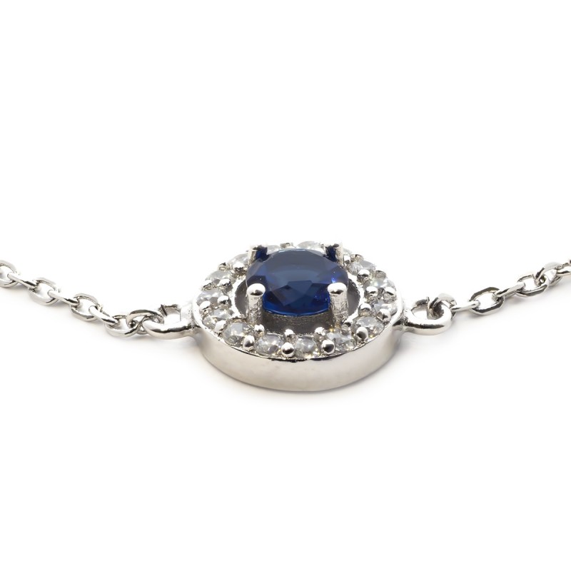 Bracelet Carador Etincelle Argent 925/000e, oxydes de zirconium et verre bleue