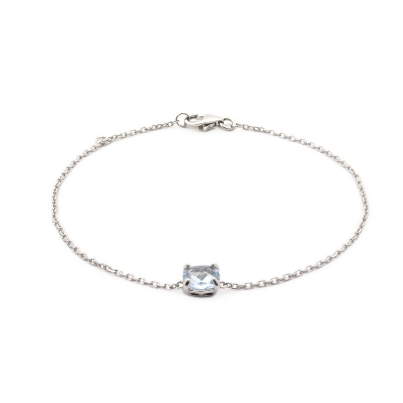 Bracelet Carador argent 925/000 et pierre facettée teintée aigue-marine