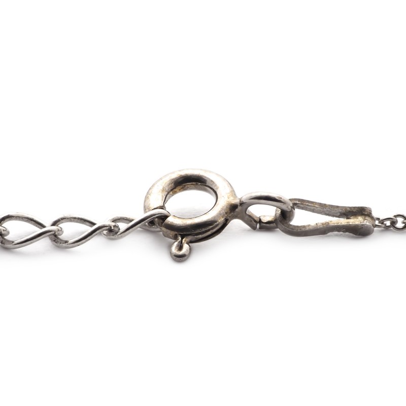 Bracelet argent 925/000 rhodié avec motif forme coussin en calcédoine verte