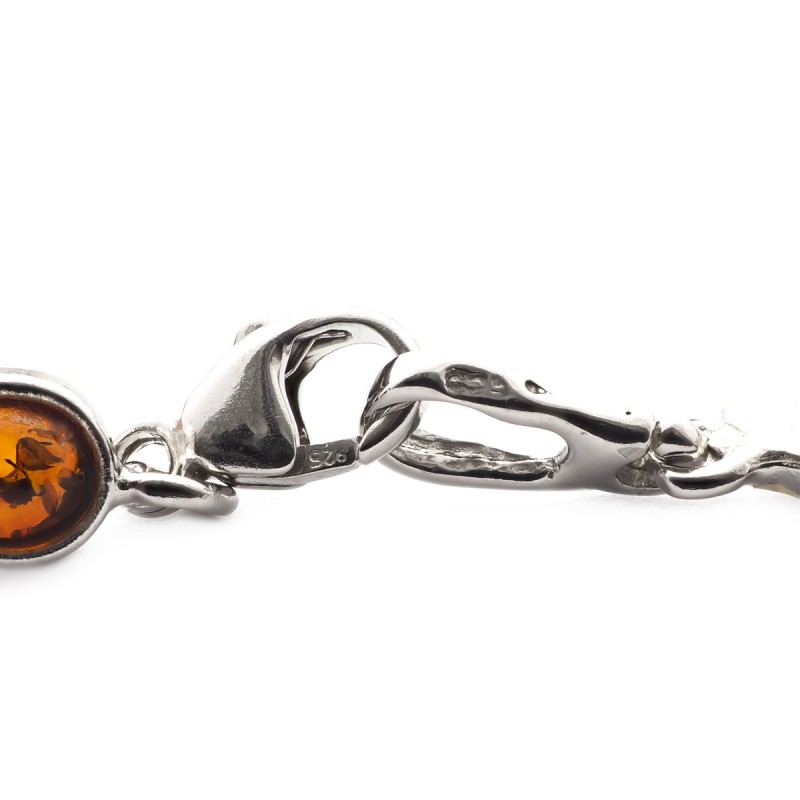 Bracelet Carador argent 925/000ème et ambre forme goutte d'eau couleur cognac