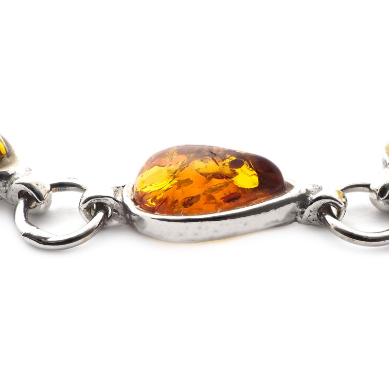 Bracelet Carador argent 925/000ème forme goutte d'eau ambre trois couleurs