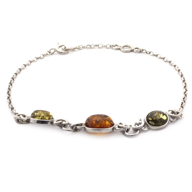 Bracelet Carador argent 925/000ème ambre trois couleurs
