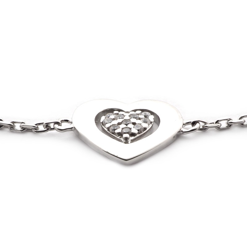 Bracelet Carador coeur argent 925/000 et zircons