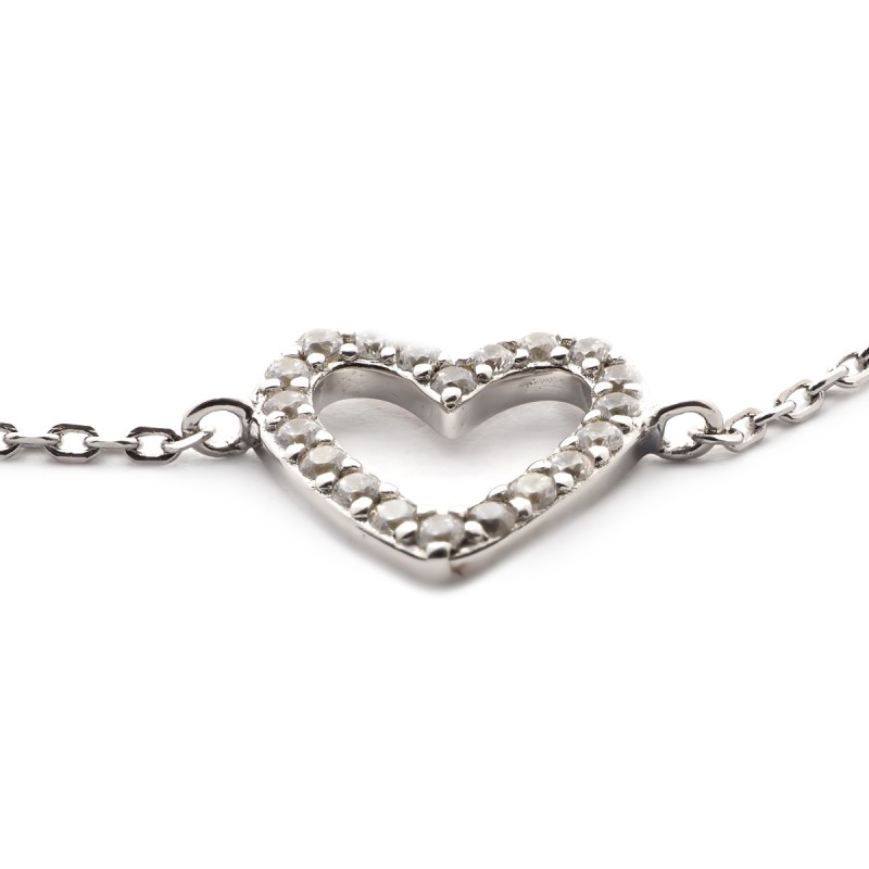 Bracelet Carador Coeur orné d'oxydes de zirconium Argent 925/000