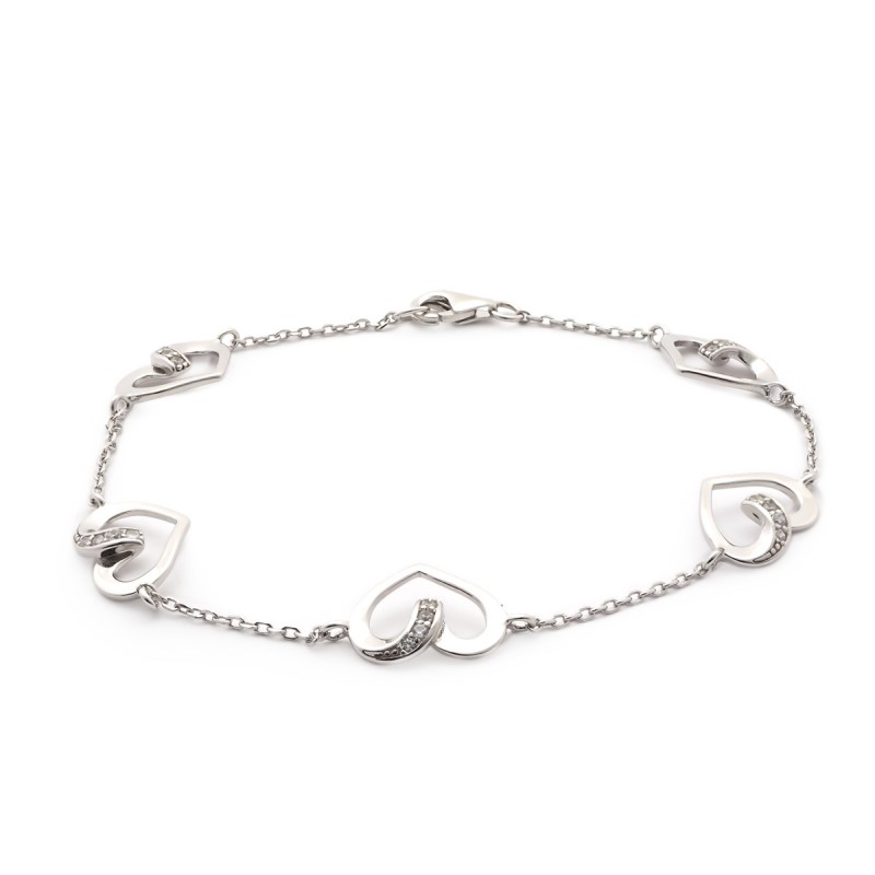 Bracelet multi coeurs Carador en argent 925/000 et oxydes de zirconium