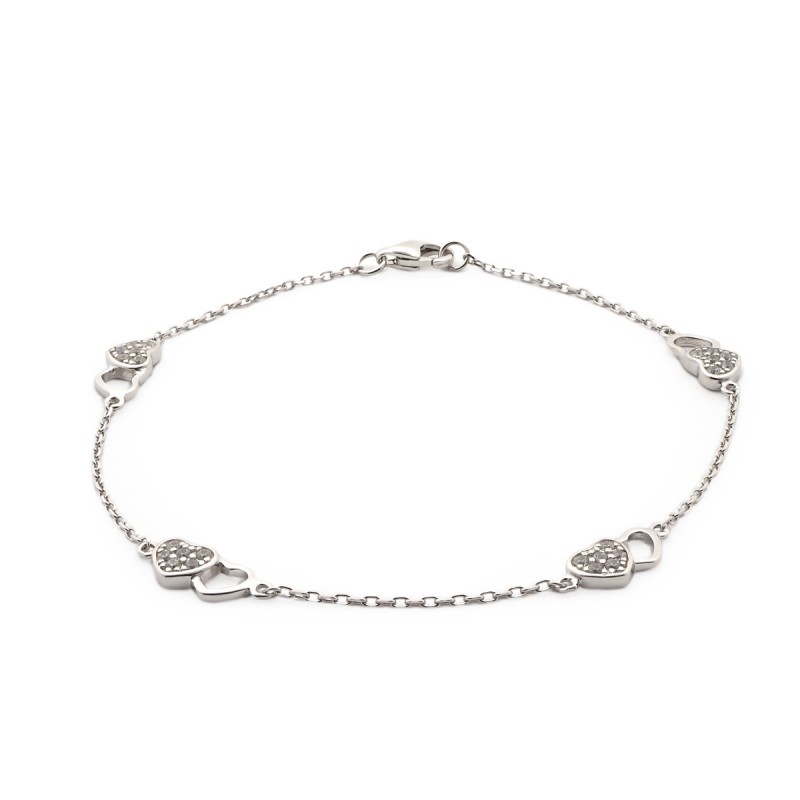 Bracelet Carador coeurs Argent 925/000, Oxydes de Zirconium