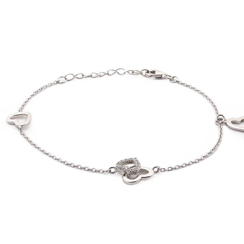Bracelet souple Carador coeurs argent 925/000 et oxydes de zirconium