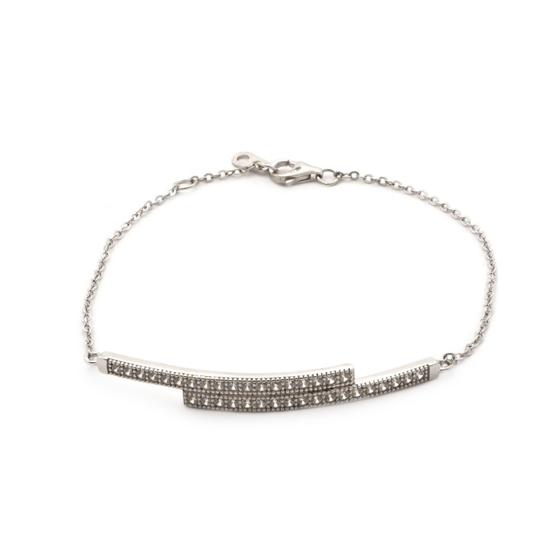 Bracelet Carador double plaque argent 925/000 et oxydes de zirconium