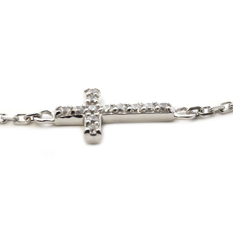 Bracelet souple Carador motif petites croix en argent 925/000 et oxydes de zirconium