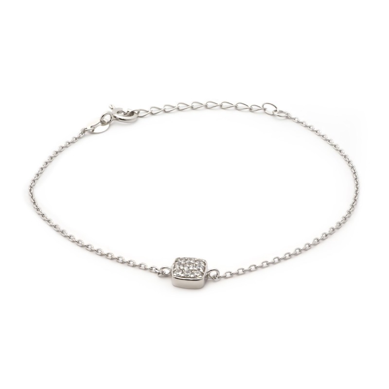 Bracelet femme Carador carré empierré d'oxydes de zirconium argent 925/000