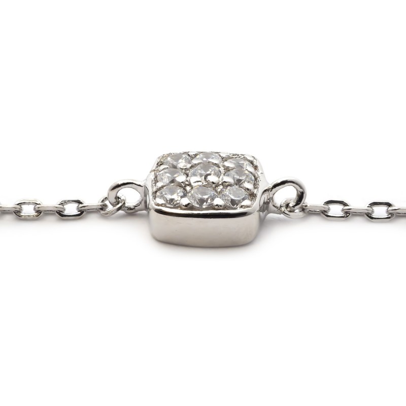 Bracelet femme Carador carré empierré d'oxydes de zirconium argent 925/000
