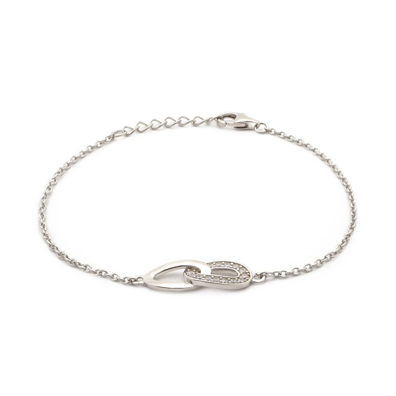 Bracelet en argent aux formes allongées et entrelacées