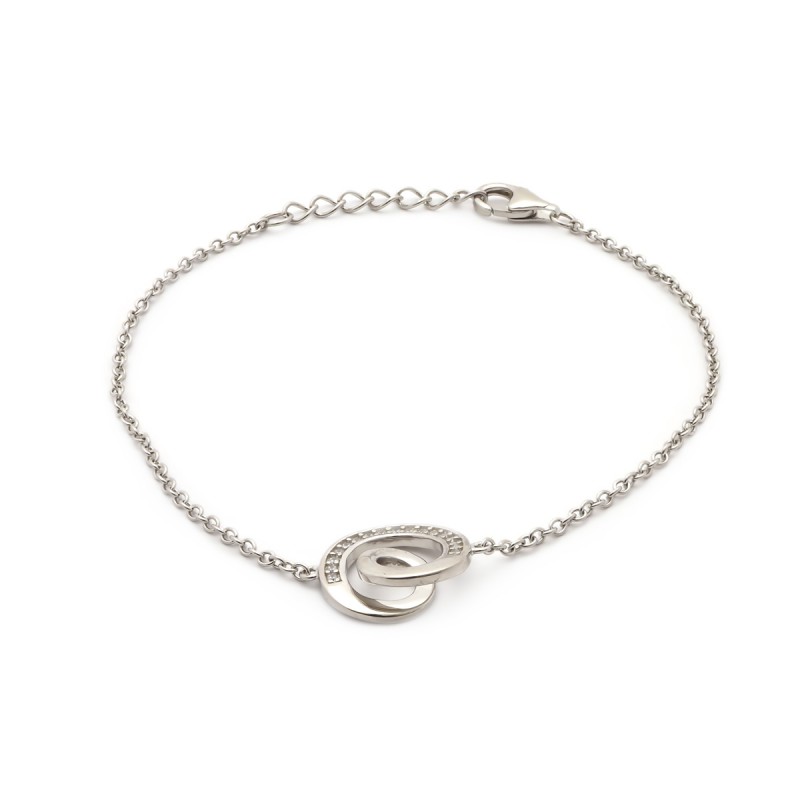 Bracelet en argent motif coeur et oxydes de zirconium