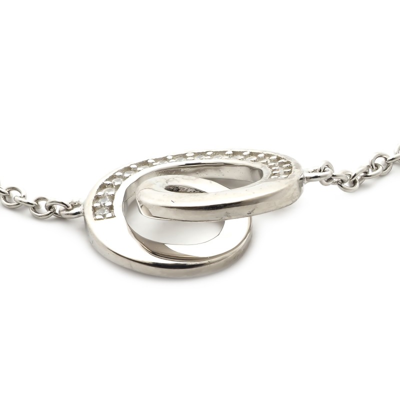 Bracelet en argent motif coeur et oxydes de zirconium