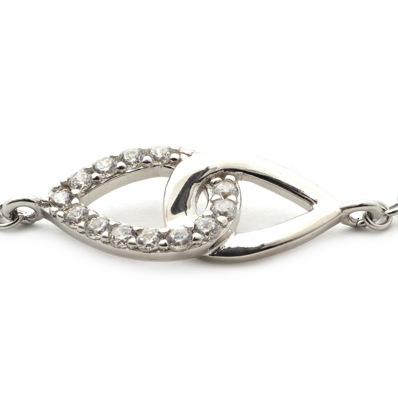 Bracelet en argent et oxyde de zirconuim double goutte