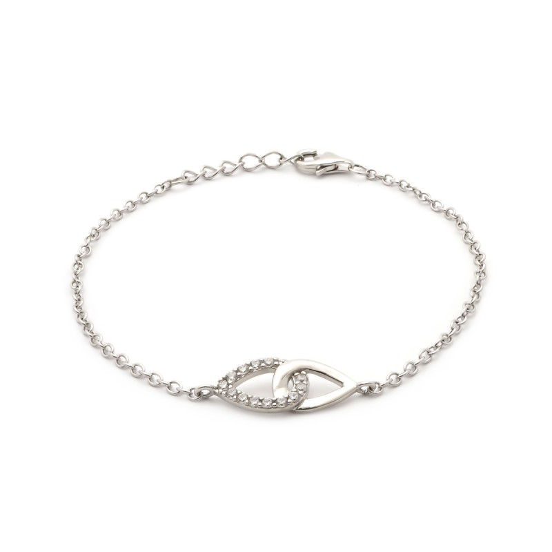Bracelet en argent et oxyde de zirconuim double goutte
