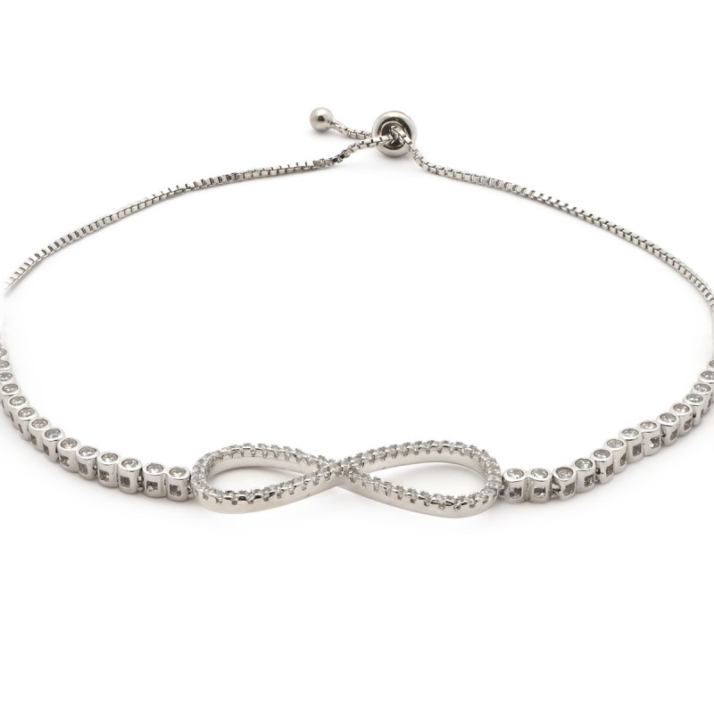 Bracelet Carador motif infini serti d'oxydes de zirconium en argent 925/000