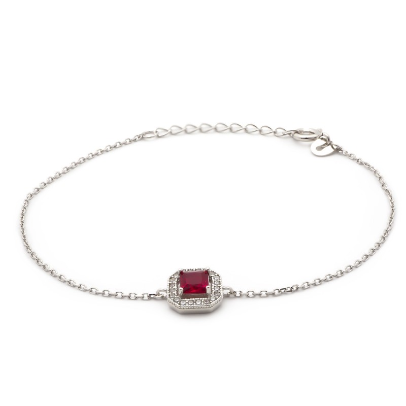 Bracelet Femme Carador baroque argent 925/000, oxydes de zirconium et verre rouge