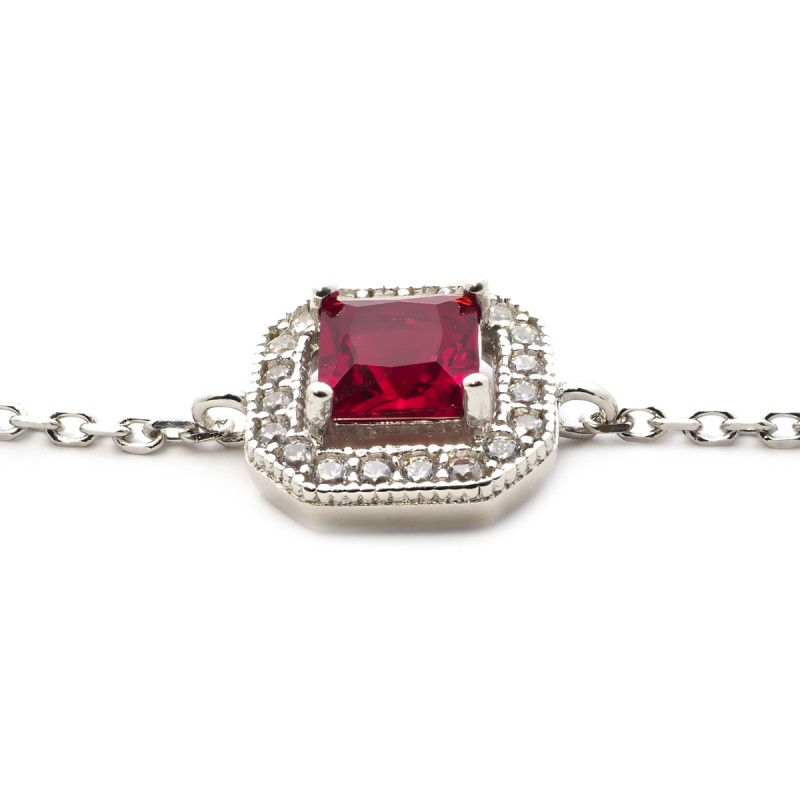 Bracelet Femme Carador baroque argent 925/000, oxydes de zirconium et verre rouge