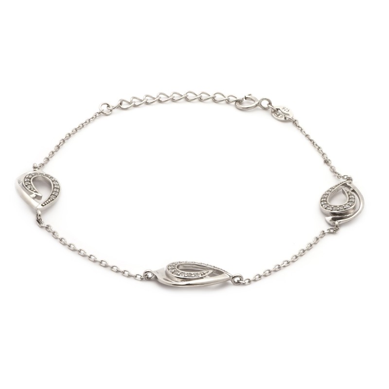 Bracelet Femme Carador trois gouttes empierrées de zircons en argent 925/000