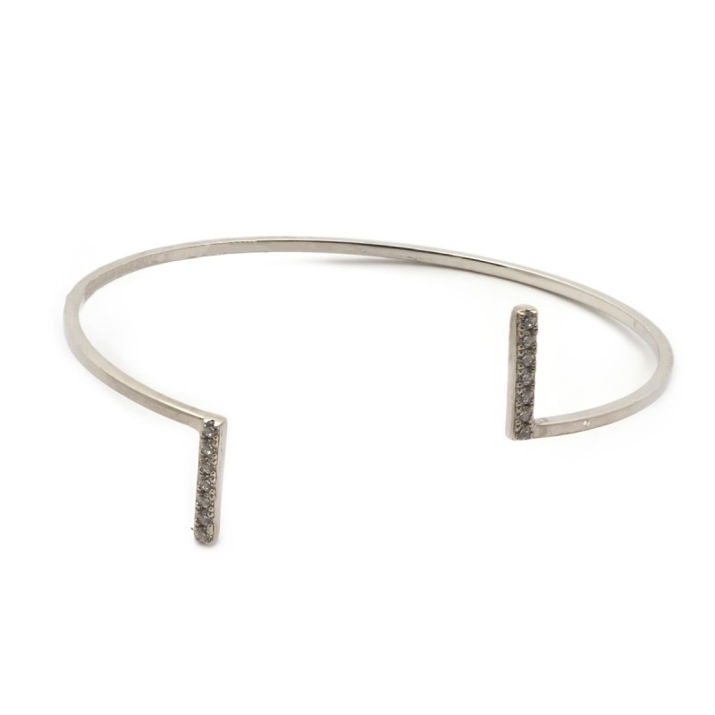 Bracelet Carador jonc ouvert barrette argent 925/000 et oxydes de zirconium