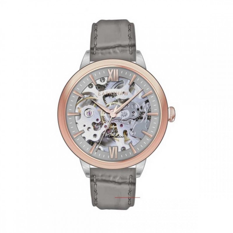 MONTRE FEMME EARNSHAW COLLECTION ANNING CUIR GRIS