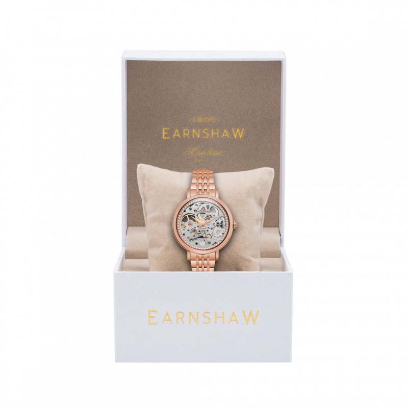 MONTRE FEMME EARNSHAW COLLECTION NIGHTINGALE EN ACIER DORE ROSE