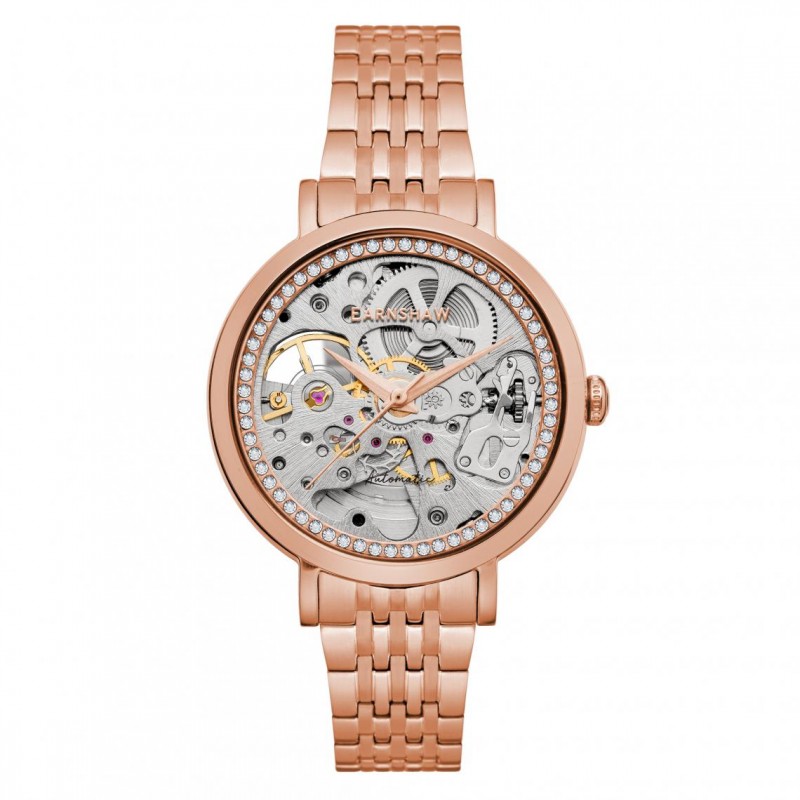 MONTRE FEMME EARNSHAW COLLECTION NIGHTINGALE EN ACIER DORE ROSE