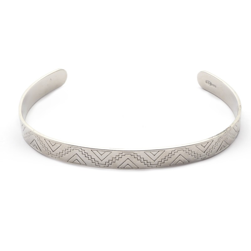 Bracelet jonc Carador large motif ethnique en argent 925/000