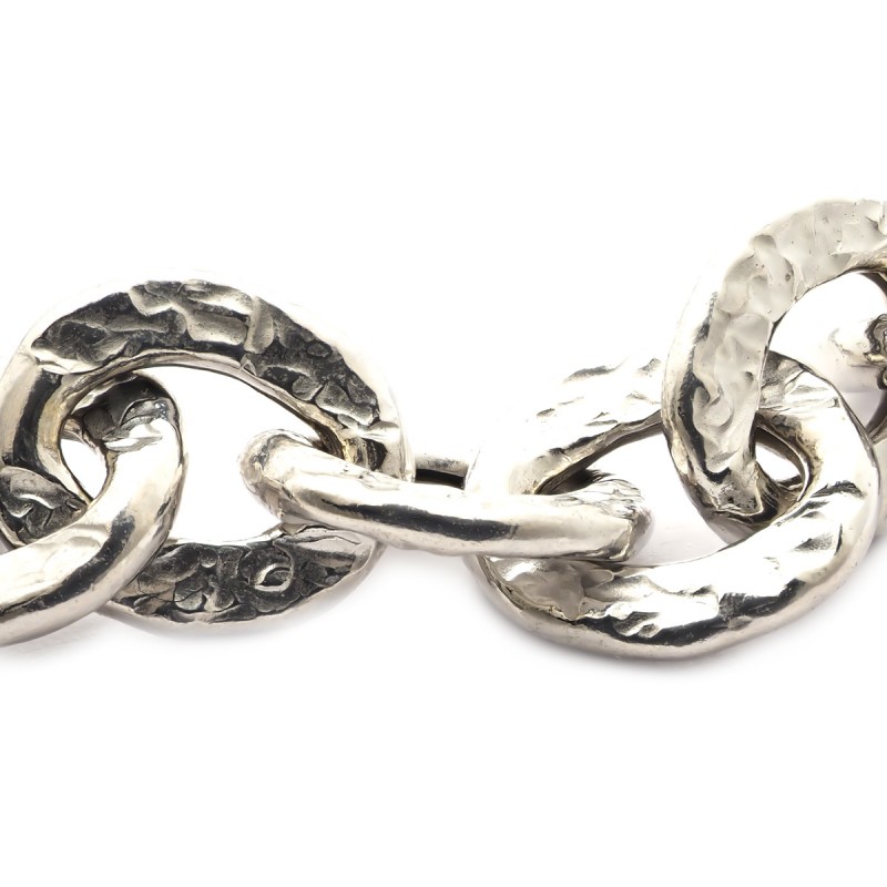 Bracelet Femme Carador maille fantaisie martelée en argent 925/000