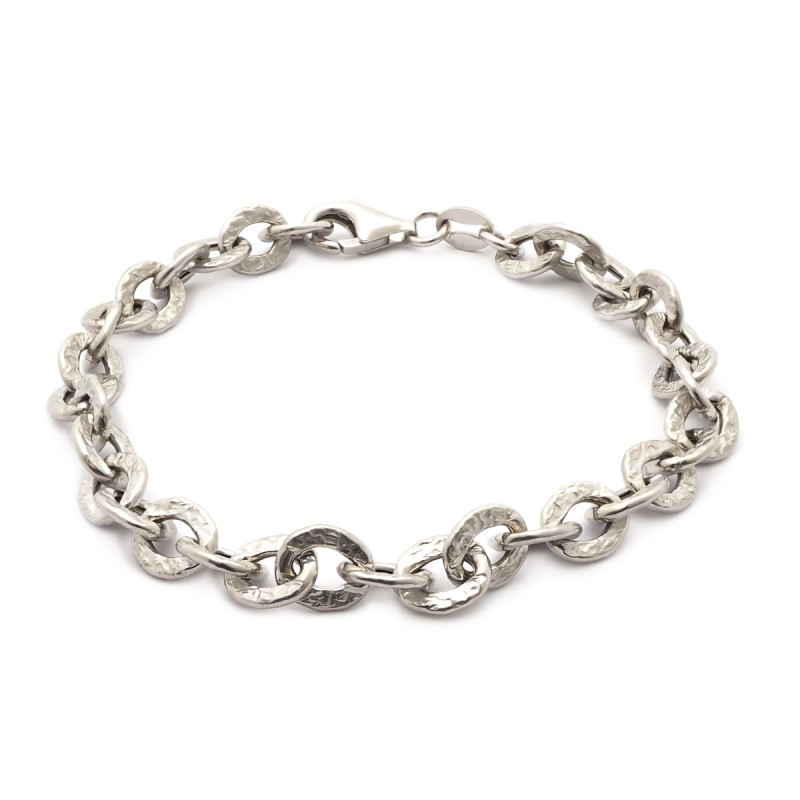 Bracelet Femme Carador maille fantaisie martelée en argent 925/000