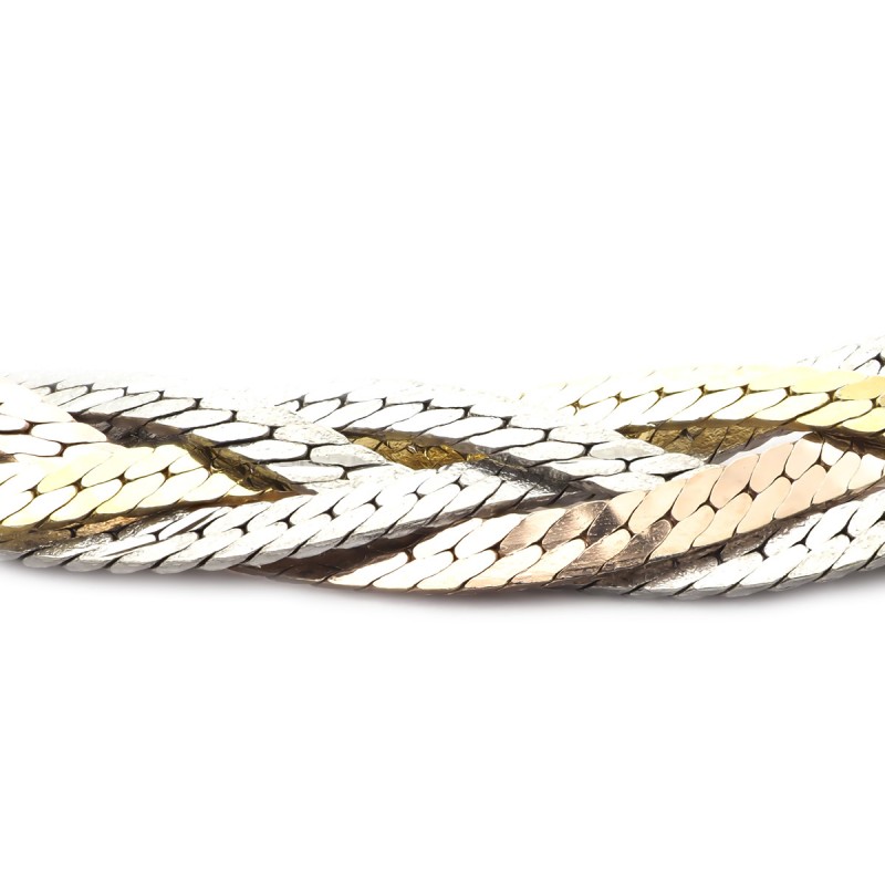 Bracelet femme Carador maille tressée argent 925/000 tricolore 4 mm