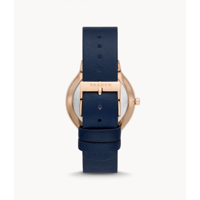 Montre Femme Skagen Freja cuir bleu