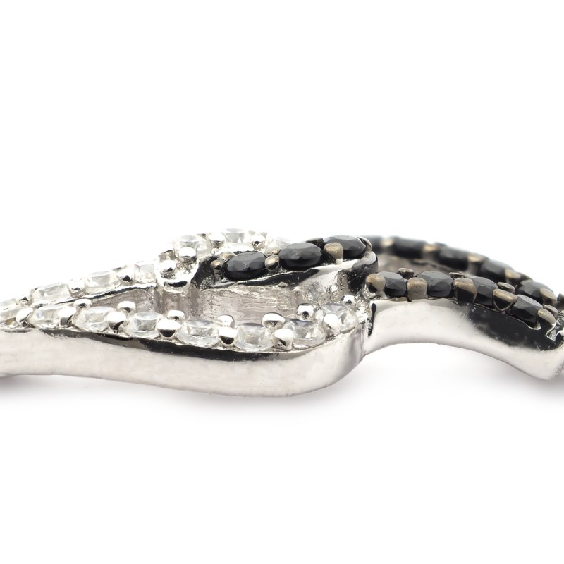 Bracelet argent femme Carador noir et blanc