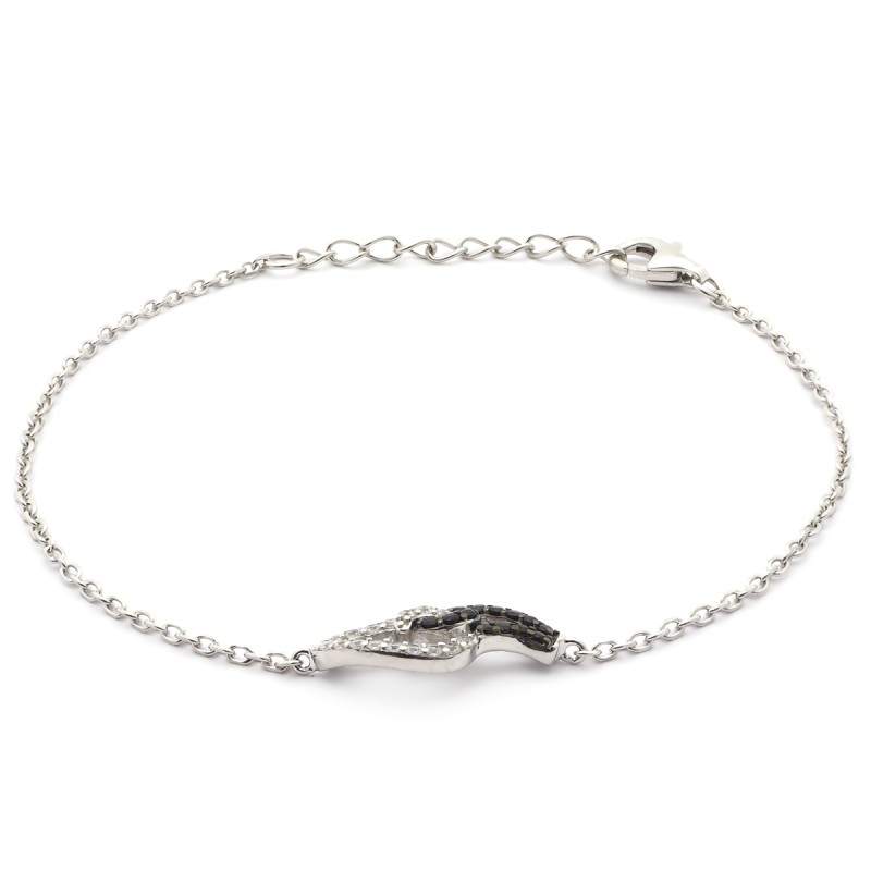 Bracelet argent femme Carador noir et blanc